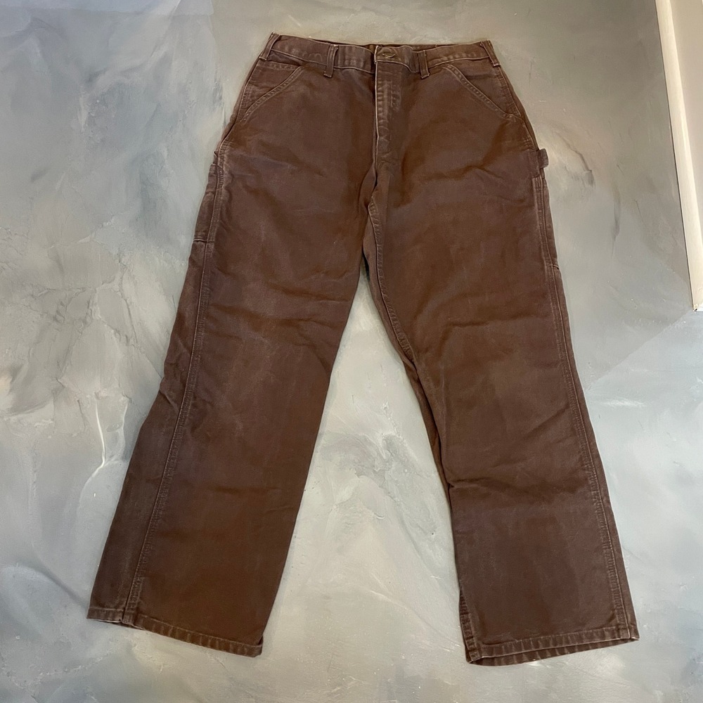 Carhartt B11 DKB Dark Brown Cotton Duck Dungaree Fit Work Pants 34x30 Carpenterr